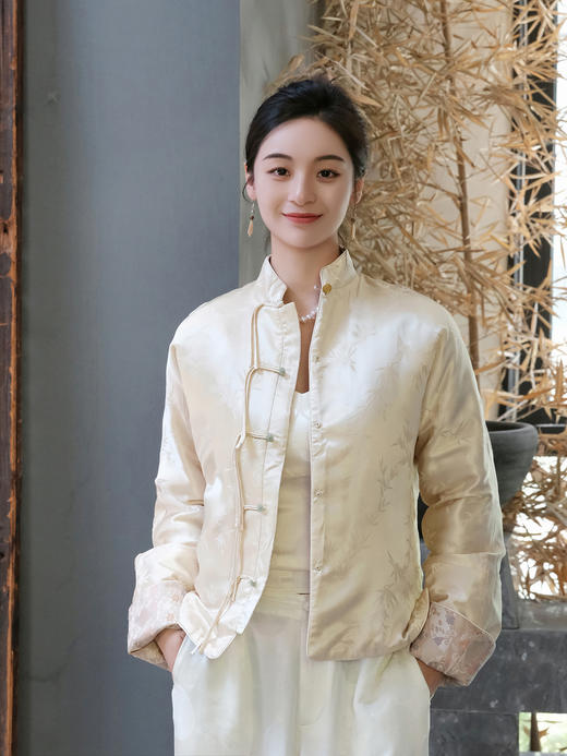 盛唐牡丹| 扇子纹重缎宋锦双面穿外套(不夹棉) [特价品] 商品图1