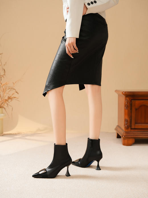 豪麟名鞋LORIBLU女鞋短靴牛皮革LR71N黑色 商品图1