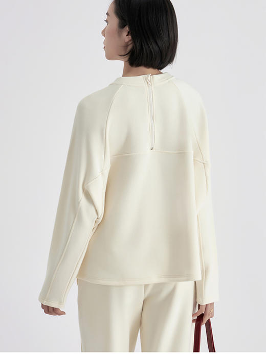 weyo秋冬女羊毛暖绒纯色圆领插肩卫衣880056 商品图2