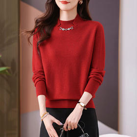 CC-101-56728设计感半高领短款毛衣女2024秋冬新款洋气套头针织打底衫