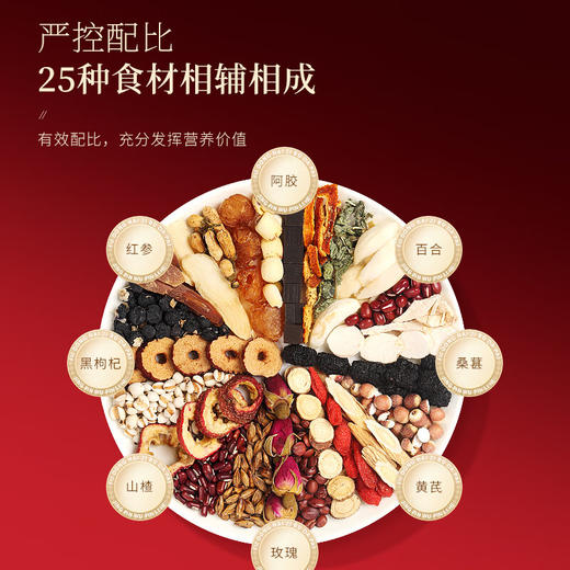 福东海 25味阿胶红参玫瑰女神茶礼盒450克 【特添阿胶】养生茶女人补气血高档花茶女性长辈 商品图2