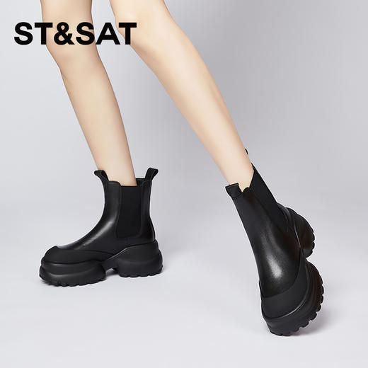 【加绒保暖】星期六时尚拼接舒适圆头加绒厚底切尔西SS341180YH 商品图7