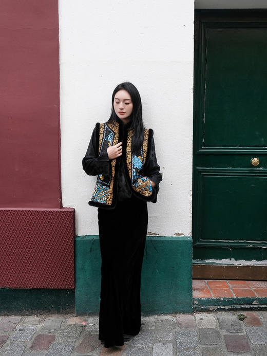 双11惠享 |盛唐牡丹| 福寿牡丹水貂毛坎肩-黑色[特价品] 商品图8