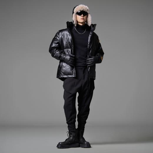 PINLI品立2024冬季新款潮牌立领PU皮羽绒服男士街头个性宽松外套GD243308418 商品图1