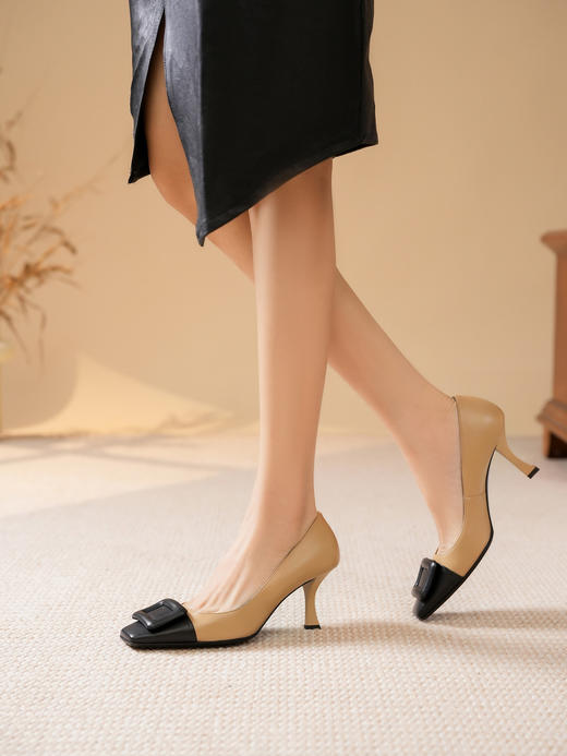 豪麟名鞋LORIBLU女鞋皮鞋羊皮革LR55P杏色 商品图1