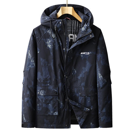 【特大码】【新款DPX】大依优型大码潮款迷彩工装连帽羽绒服鸭绒外套休闲胖子大码男休闲宽松加肥加大上衣 商品图2