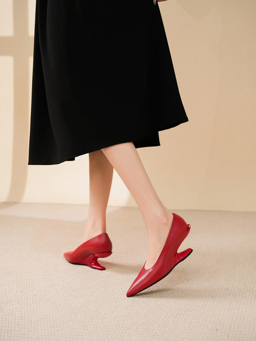 豪麟名鞋N°21 女鞋皮鞋羊皮革N18080P红色 商品图1