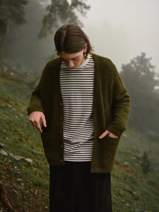 Evistub/E-4QMY727/羊驼长毛混纺绞花保暖毛衣外套 商品图2