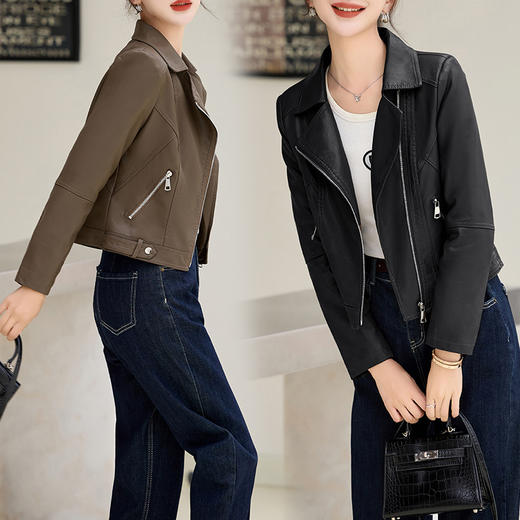 时尚洋气时髦休闲中长皮衣外套CLYZ2460A 商品图1