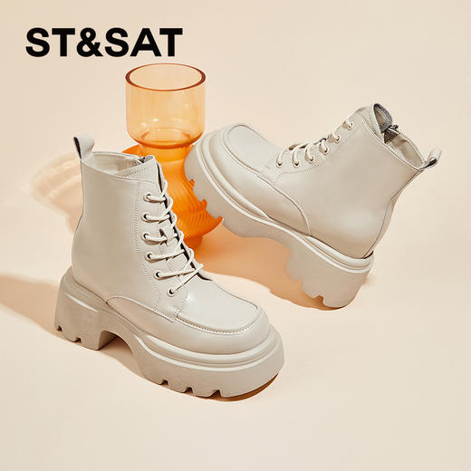 星期六英伦风复古机车加绒马丁靴SS341180HU 商品图1