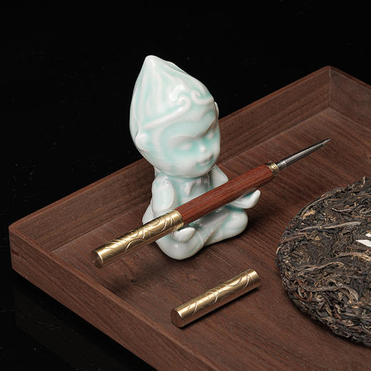 省大师雷慧仙出品龙泉青瓷粉青釉悟空茶宠摆件+金箍棒茶针 商品图2