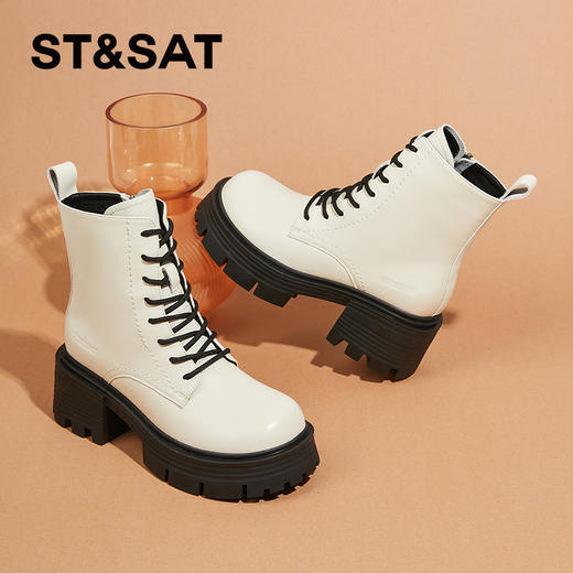 星期六经典简约百搭加绒厚底马丁靴SS341180HR 商品图0