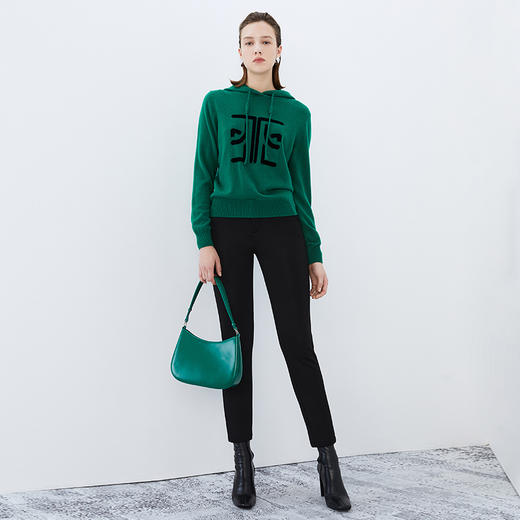 EITIE爱特爱冬季新款套头纯色连帽休闲印花针织衫7601312 商品图8