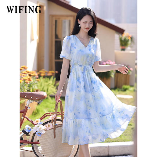 未风雪纺碎花连衣裙女夏2025新款夏季气质今年流行的漂亮裙子长裙 商品图2