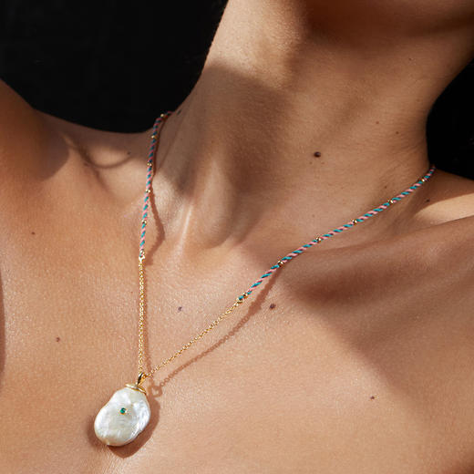 订购8周到｜Dorothee sausset-Moorea Collier 3-巴洛克珍珠 绿缟玛瑙 吊坠项链［法国设计师］ 商品图0
