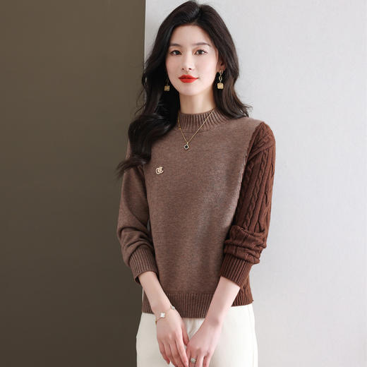 CC-101-58016秋冬2024新款半高领针织衫宽松可外穿长袖打底上衣内搭毛衣女 商品图1