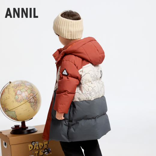 【极寒-15~-5℃】男童萌趣印花羽绒中长款外套冬季新款安奈儿童装实体店同款XB445830 商品图2