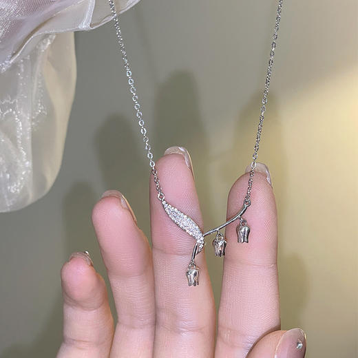 【树叶铃兰】S925银铃兰花树叶项链【JHY-N001696B】 商品图3