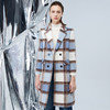 EITIE爱特爱冬季新款复古翻领撞色毛呢格子大衣长款外套7614329 商品缩略图3