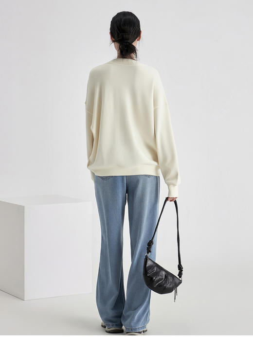 weyo秋冬女款羊毛暖绒宽松V领拉链开衫卫衣880057 商品图2