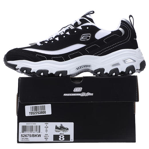 斯凯奇（Skechers）熊猫鞋男 D'LITES时尚潮流舒适低帮运动休闲鞋 52675-BKW 商品图8