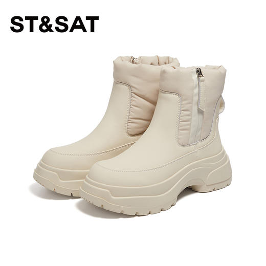 星期六时尚利落拼接绒里厚底短靴SS341181GM 商品图8