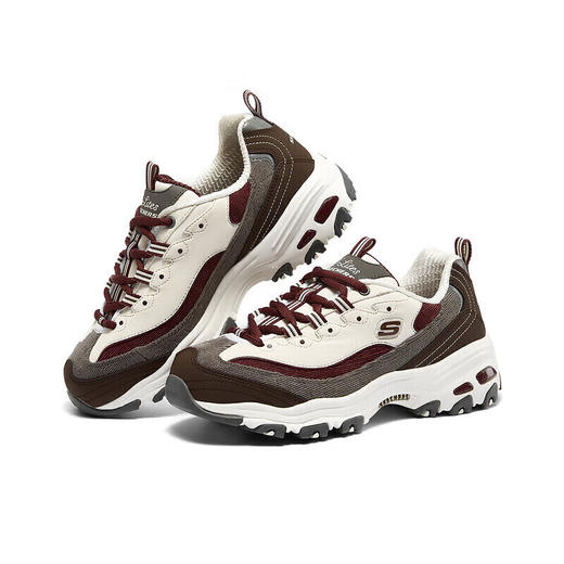Skechers斯凯奇拼接厚底老爹鞋女休闲运动鞋149906-BUGY 棕红色/灰色 商品图2