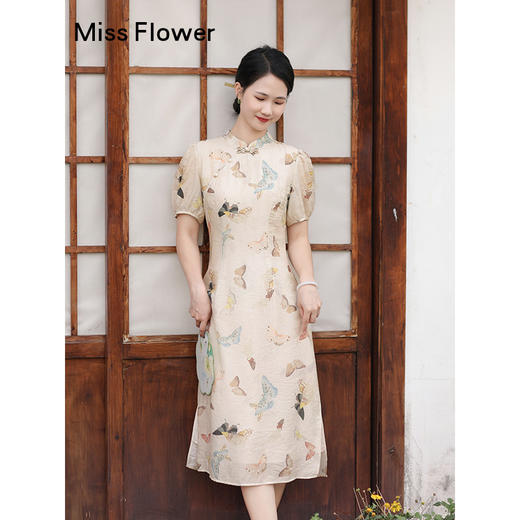 勿忘花改良旗袍连衣裙2025新款女装夏季新中式国风裙子设计感长裙 商品图0
