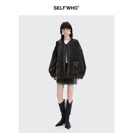SELFWHO复古褐色短裙半身裙女2024秋冬设计感百搭包臀a字直筒半裙 商品图3