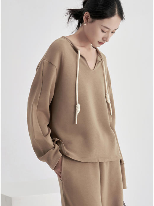 weyo秋冬女宽松百搭羊毛暖绒V领休闲卫衣880060 商品图2