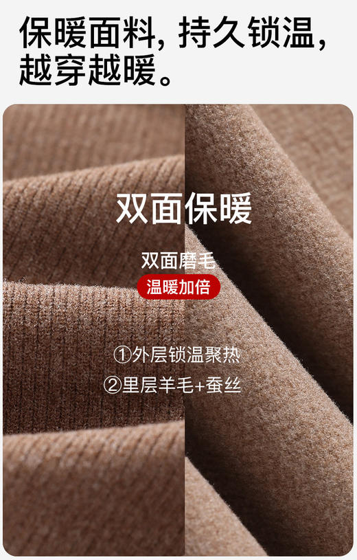 官网499！秋冬三合一带胸垫羊毛蚕丝保暖背心女 V领网纱免穿文胸内搭打底 商品图3