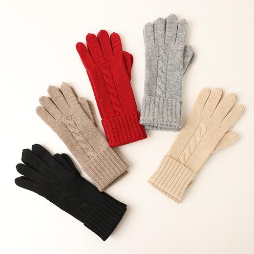 【甄珠贝】温暖秋冬季 山羊绒绞花手套 商品图0