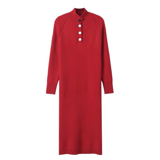 CC103-89960 针织羊毛连衣裙2024秋冬新款宽松过膝加厚保暖长款打底过冬裙子 商品图4