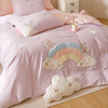 全棉卡通奶油风刺绣彩虹奶兔四件套 四季可用纯棉马卡龙套件 商品缩略图6
