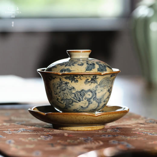 问鼎旗下留青汝瓷椒唐清音盖碗（麒麟葵韵）（缺货） 商品图0