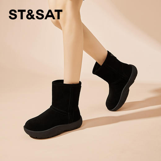 星期六经典简约百搭厚底保暖雪地靴SS341181IT 商品图4