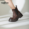 Safiya/索菲娅2024秋冬复古英伦风时尚厚底粗跟套筒百搭烟筒靴 SF44116409 商品缩略图4