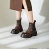 Safiya/索菲娅2024秋冬复古英伦风时尚厚底粗跟套筒百搭烟筒靴 SF44116409 商品缩略图5