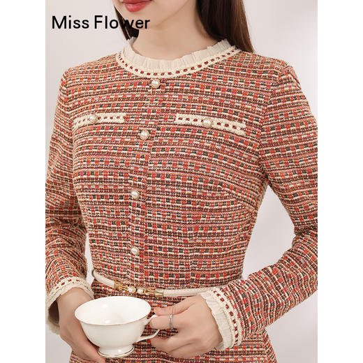 小香风连衣裙新款女装秋季长袖裙子气质高级感穿搭过年战袍 商品图2