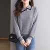 CC-101-2037秋季女装设计感上衣2024新款设计感翻领针织衫套头秋冬毛衣打底衫 商品缩略图2