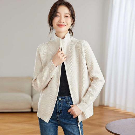 CC-JDS-8905秋冬毛衣外套女2024厚款小个子宽松慵懒风拉链针织开衫上衣女外穿 商品图1