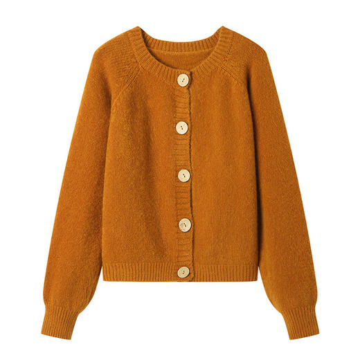 CC-JDS-8895圆领针织开衫外套女2024春秋冬厚款宽松百搭短款毛衣外搭早秋上衣 商品图4