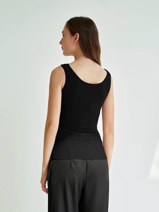 官网499！秋冬三合一带胸垫羊毛蚕丝保暖背心女 V领网纱免穿文胸内搭打底 商品图6