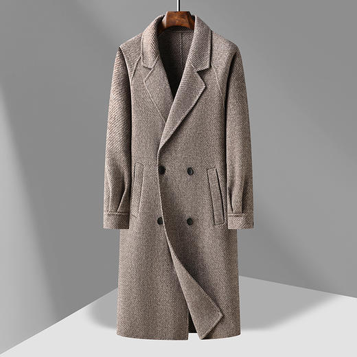 【新款DAB】大依优型大码男装羊毛呢双面呢大衣大衣外套手工呢子中长款胖子休闲男士 商品图3
