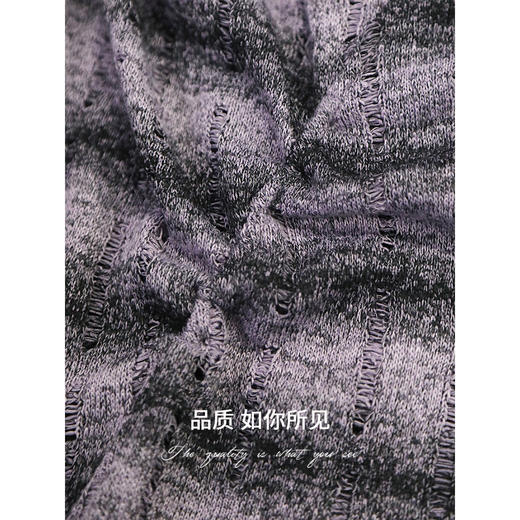 COCOBELLA设计感立体抽褶条纹针织衫毛边休闲舒适毛衣TS7008 商品图3