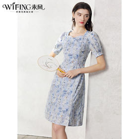 未风蓝色雪纺连衣裙女夏2024年夏季新款女装气质改良旗袍显瘦裙子
