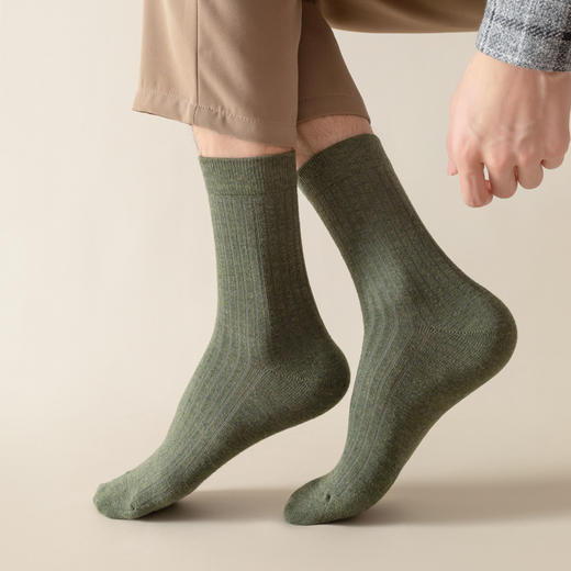 袜子男秋冬 新款商务袜男款 纯色简约男袜男士中筒袜 防臭透气袜子 商品图3