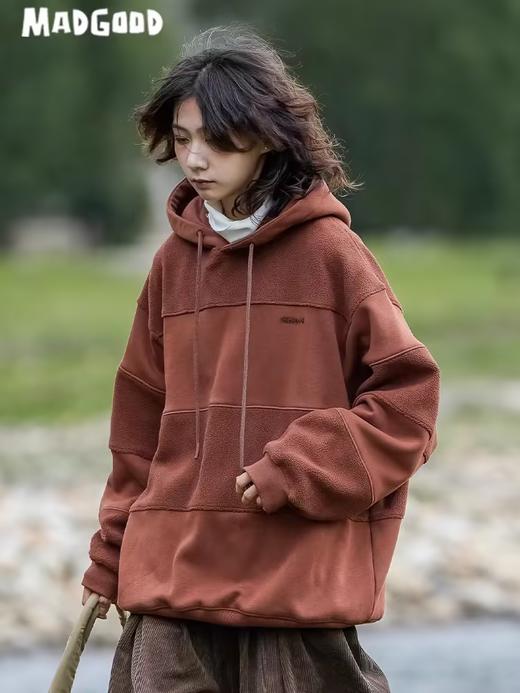 马得工地/MDWY230940/正反拼接摇粒绒连帽卫衣 商品图0