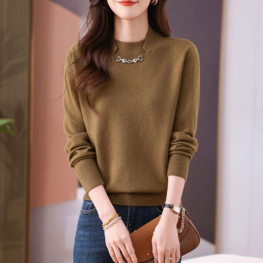 CC-101-56728设计感半高领短款毛衣女2024秋冬新款洋气套头针织打底衫 商品图1