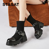 星期六时尚扣带弹力拼接厚底增高加绒瘦瘦靴SSC4118E87 商品缩略图2